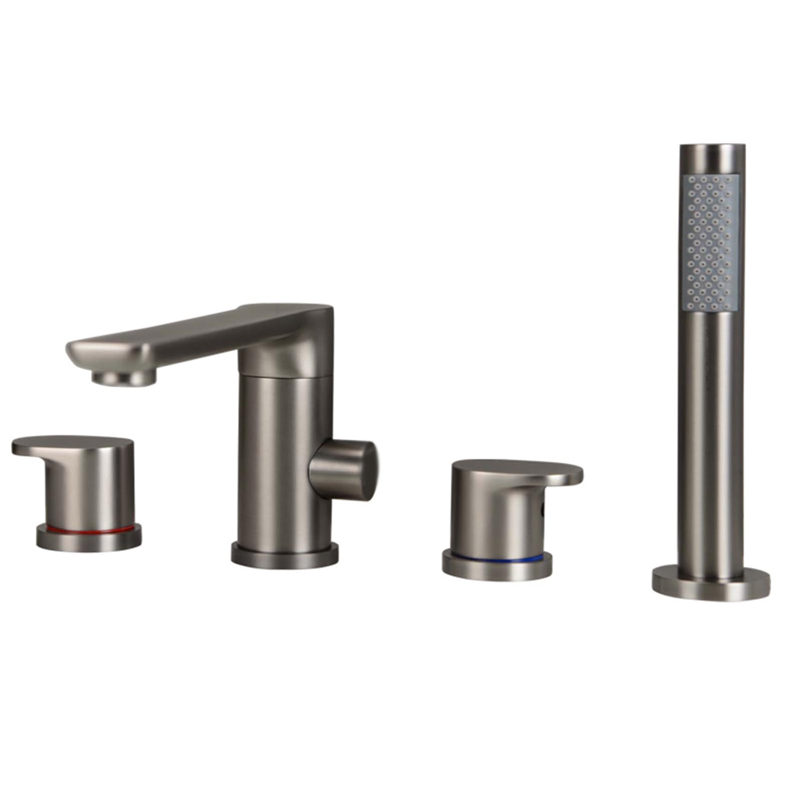 Robinet de baignoire 4 trous en laiton gris moderne pour salle de bain luxueuse