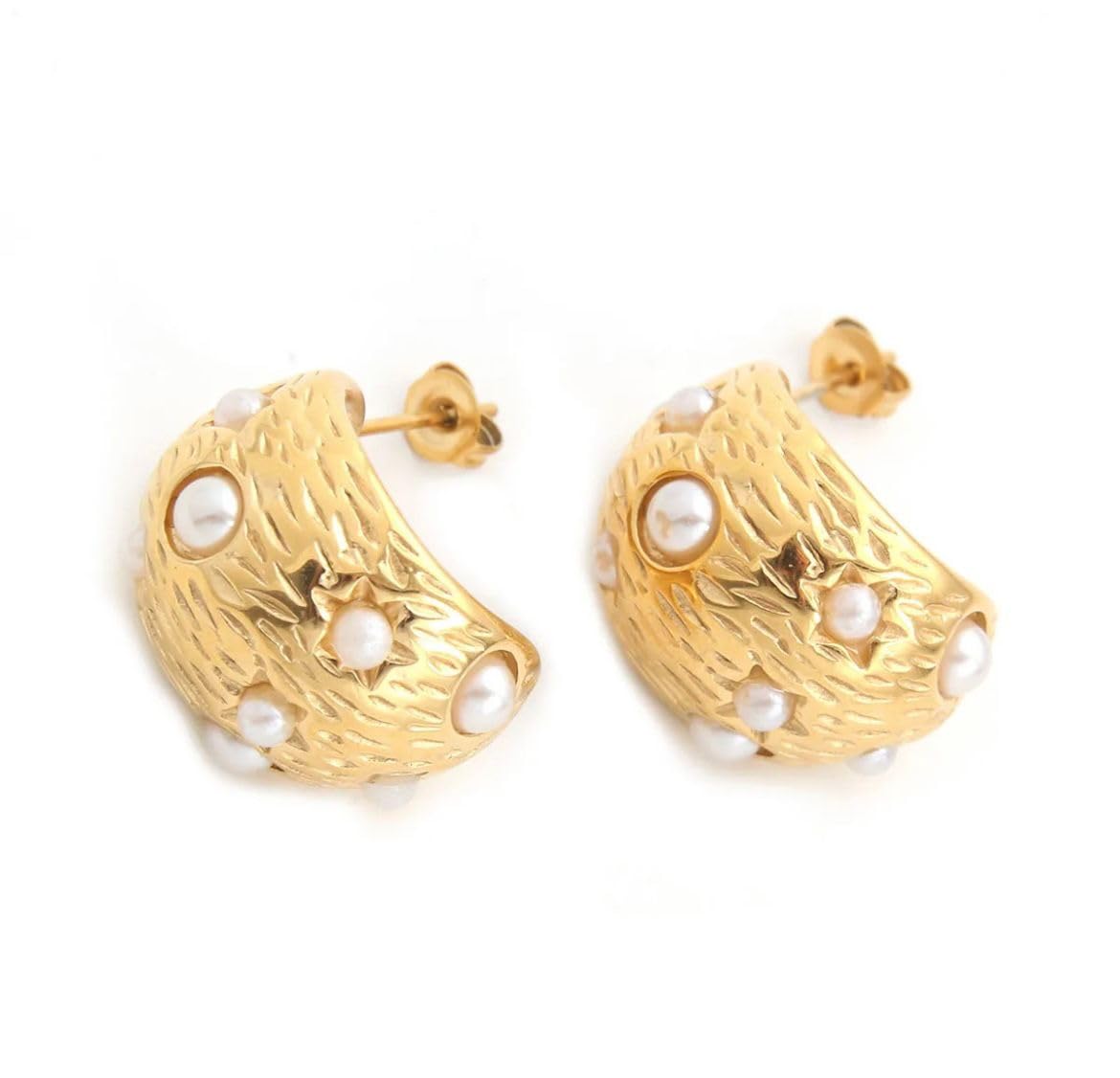 Ahvi Jewellery Stainless Steel Baroque Pearl Hemispherical Walnut Pattern Womens Earrings (B0DB62QNZP) Amazon Price History, Amazon Price Tracker