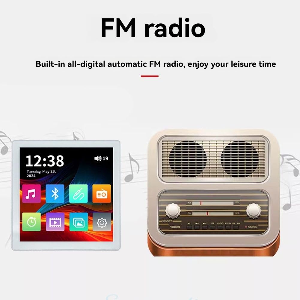 Pannello Musicale 86 Tipo Min Amplificatore da Parete 2x25W Suono Stereo Bluetooth Home Audio Touch Screen