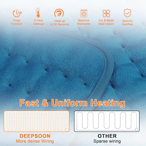 Image of Heating Pad,Electric Heating Pads,Heating Pad for Back,Blue,40x20 Inch