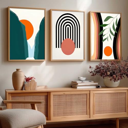 Image of kotart Home Decor Boho Painting Decorative Wall Art | Aesthetic Poster With Frame For Living Room Bed Room Hotel Wall Decor Digital Reprint Set of 3 (10X13 inch)