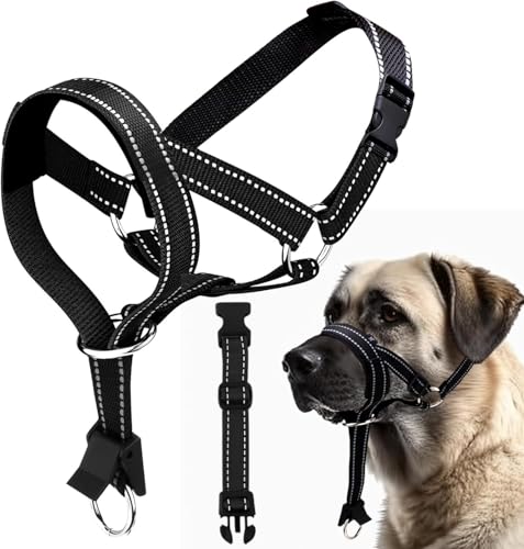 Bozal para Perros Nariz Expuesta Anti Mordida Bozales Ajustable Transpirable y Cómodo para Perros Grandes Pequeños Prevención (L)