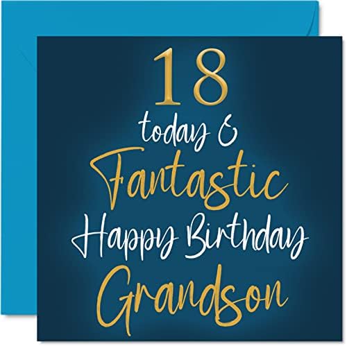 Fantastic 21st Birthday Cards for Grandson - 21 Today & Fantastic - Happy Birthday Card for Grandson from Grandparents, Grandson Birthday Gifts, 145mm x 145mm Birthday Greeting Cards Gift