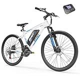 QNUT Electric Bike for Adults, 350W 26' Ebike for Teens 21 Speed 20Mph Up to 40Mile with Dual Disc Brake Commute E-Bike E-MTB for Men Women Electric Bicycles (Blue-White)