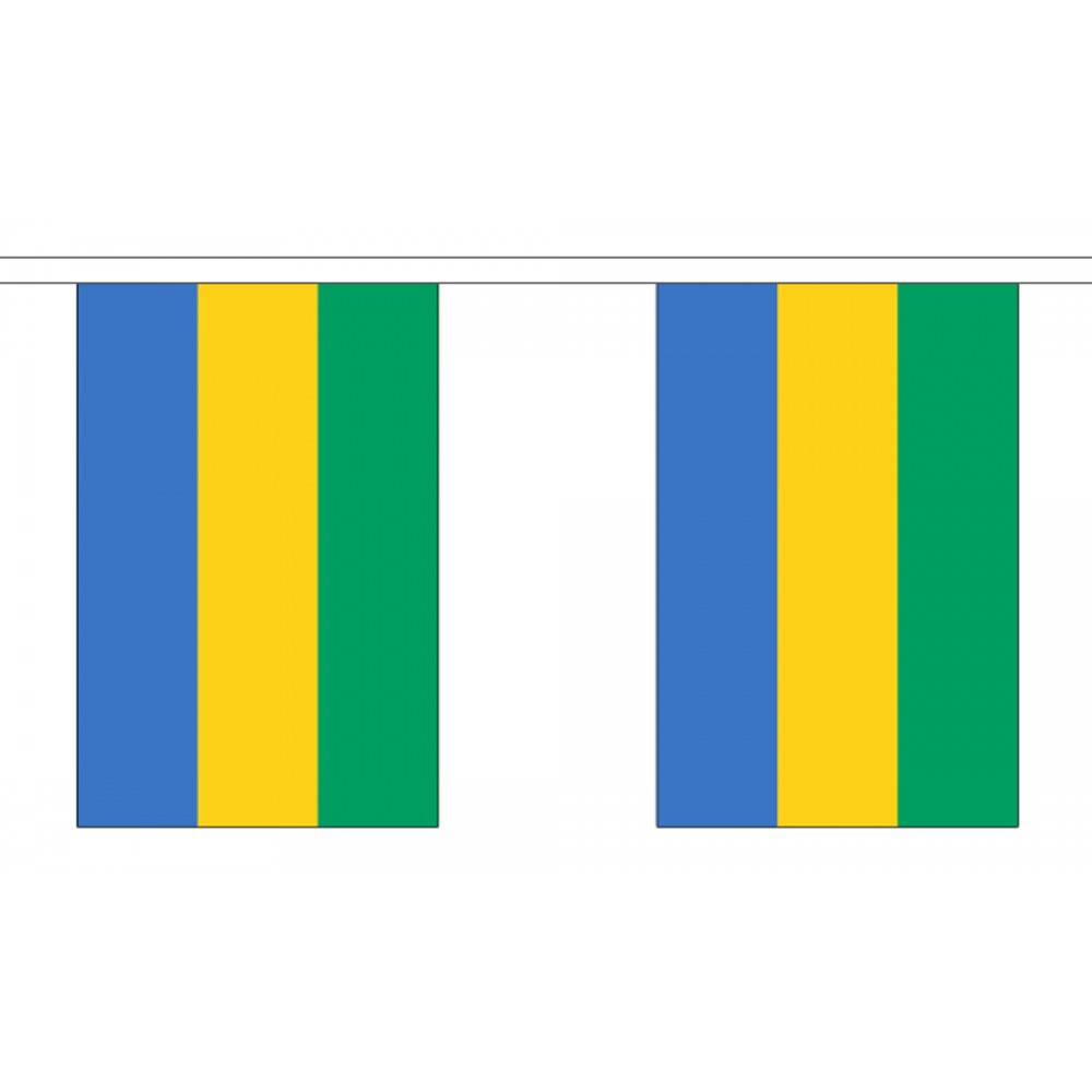 Flagtex Gabon Fabric Bunting – 3m with 10 Flags – Fabric for Indoor & Outdoor Use – String Flags Banners Gabonese Central Africa — image 1