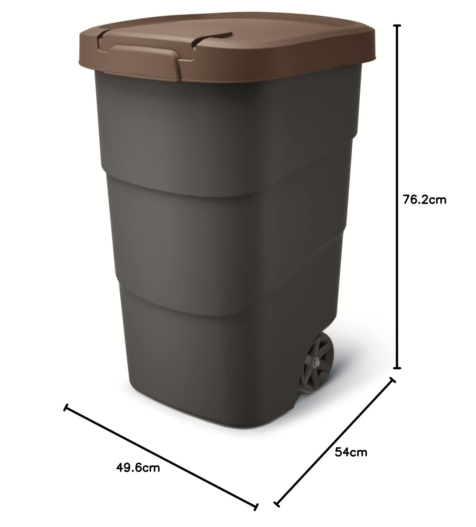 Prosperplast Wheeler - Cubo de basura con ruedas y tapa (95 L), color marrón