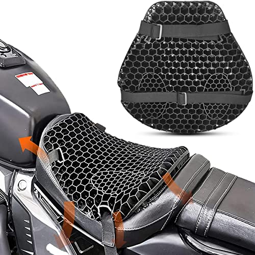 uywapvt Motorcycle Seat Cushion Gel Shock Absorption 3D Honeycomb Mesh Breathable Motorbike Seat Pad Quick-Drying Protective Ride Saddle Seat Cover Waterproof Motorbike Cushion Pad for Scooter E-Bike