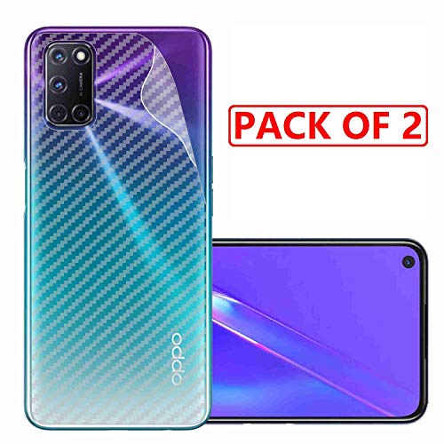 Image of Compatible with (Pack of 2) Oppo A92 Back Screen Protective Film Carbon Fiber Skin Transparent Screen Guard Sticker