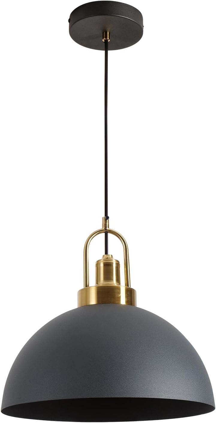 Modern Industrial Black Pendant Light - 13.58 Inch Diameter Pendant Light- 78.74 Inch Wire Length Perfect for Kitchen Island, Dining Room, Hallway 13.58‘’Black