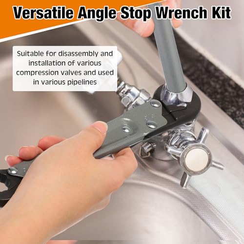 Image of 4 Pcs Angle Stop Wrench Kit Plumbing Tool, Olive Ring Removal Tool with Diameter of 1 /2 inch, 3 /4 inch, Compression Sleeve Puller for 1 /2 inch Compression Fitting, Install Angle Stop Nut (Olive,Grey)