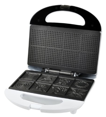 Efbe-Schott Zimtwaffeleisen mit 8 verschiedenen Motiven, Antihaftbeschichtung, 700 W, Metall/Aluminium/Kunststoff, Weiß… – Bild 3