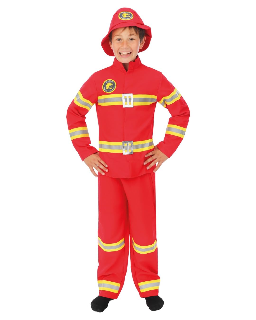 P'TIT CLOWN - Costume da pompiere per bambini - Unisex - Ragazza - Ragazzo - Firefighter - Costume Professione - Perfetto per Carnevale, Cosplay, Halloween, feste, eventi a tema e gioco di ruolo