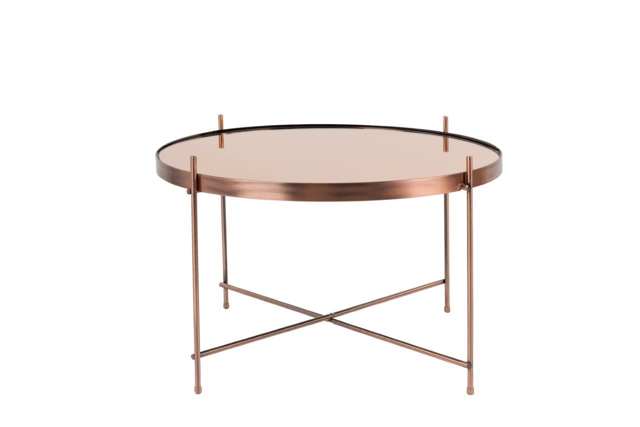 Zuiver Cupid Low Glass Coffee Table, glass, copper, L