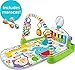 Fisher-Price Baby Playmat Deluxe Kick & Play Piano Gym & Maracas with Smart Stages Learning Content, 5 Linkable Toys & 2 Soft Rattles