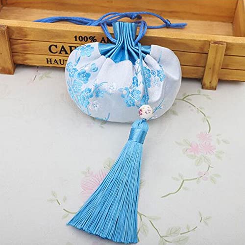 10 Bolsas de Seda Brocado Chinas para Monedas con Cordón miniatura 4