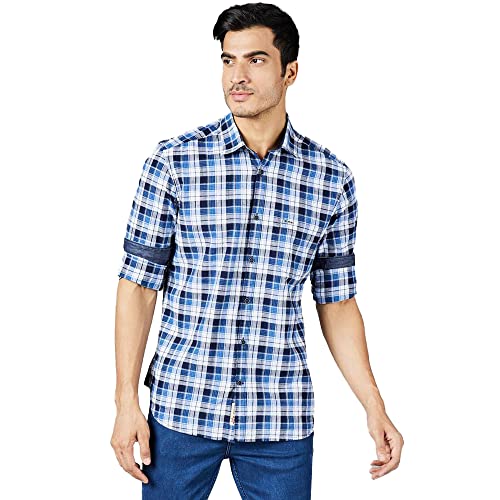 Image of Life by Shoppers Stop Checks Cotton I-Fit Casual Men's Shirt