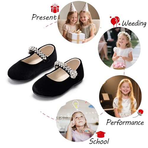 Image of PHIRAMIN Toddler Flower Girl Glitter Dress Shoes Little Girl Ballet Flats Bow Wedding Party