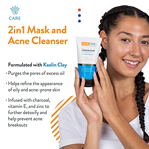 Acne Free Kaolin Clay Detox Mask 5Oz With Charcoal, Kaolin Clay, Vitamin E + Zinc, Cleanser Or Mask For Oily Skin, To Deeply Clean Pores And Refine Skin #TOP1