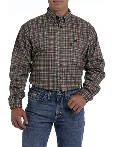 Cinch Work Shirt Mens Long Sleeve Flame Resistant Plaid WLW3002016