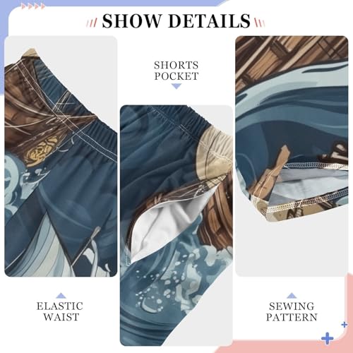 ZZXXB Sea Pirate Ship Boys Long Pants Soft Trousers Elastic Waist Kids Lounge Bottoms with Pockets S-XL4