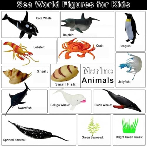 Image of Realistic Underwater BIG Fish Animal Toy for Kids 3+| 12PCs Sea Water Creatures Shark, Whale Figure for Boys and Girls Animals Action Figurine Playset Educational & Learning Toys Birthday Gift