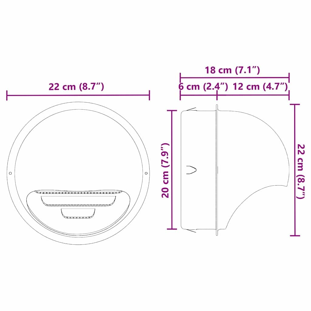 vidaXL Rejilla de ventilación de aire, 8 unidades, color plateado, 200 mm, acero inoxidable, cubierta de salida de aire, cocina, baño, diseño moderno de acero inoxidable, ideal para interiores y