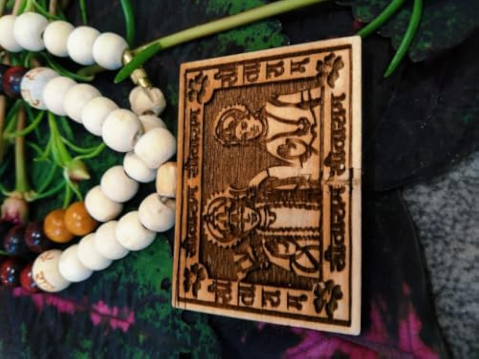 Tulsi Ki Mala with Sita Ram Locket, Yellow & Lal Chandan Beads