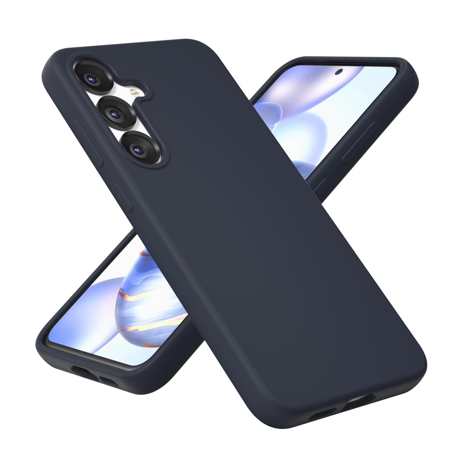 Coque Samsung S25 anti-rayures doublée microfibre silicone bleu - 8