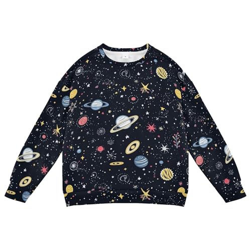 JUNZAN Space Stars Sky Cosmic Planet Little Girls Hoodie Sweatshirt Crewneck Hoodie for Boys Athletic 4T