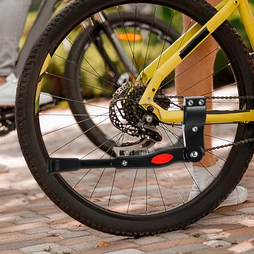 Adjustable Bike Kickstand for Adult Bike,Aluminium Alloy Bicycle Kickstand,Rear Side Bicycle Stand for 26\" 27.5\" 29\",Non-Slip Foot for Stability on Mountain,Road,Hybrid,Commuter Bikes,Easy Install