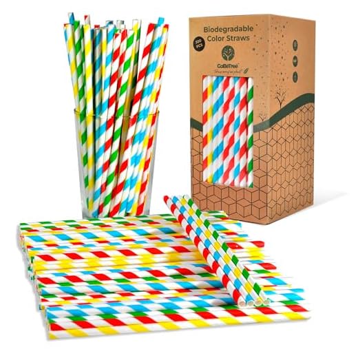 GoBeTree 300 Pajitas de Papel biodegradables con Colores Variados, Pajita Desechables ecológicas compostables. Cañitas para Fiestas, cumpleaños y Celebraciones. Bebidas frías y Calientes.