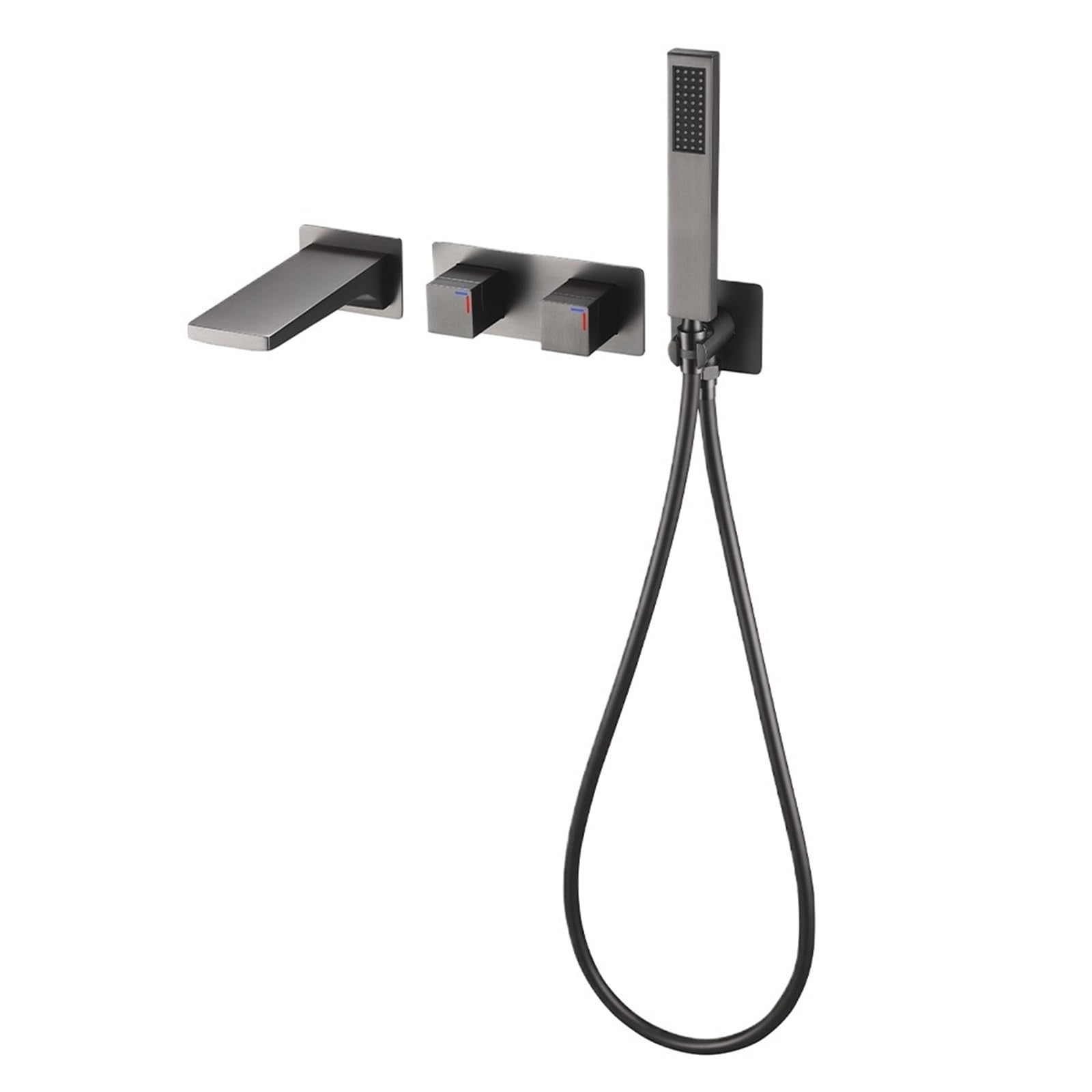 Nowoczesny brązowo-ścienny kran łazienkowy z prysznicem ręcznym pojedynczy uchwyt bateria mieszająca do stylowej wanny elegancki design do współczesnych łazienek