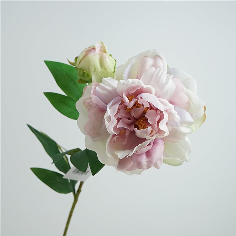 Artificial Peony 4PCS Vintage Silk Flowers Fake Peonies with Stems for Wedding Decoration Bridal Bouquet Arrangement (Light Purple) - Image 2