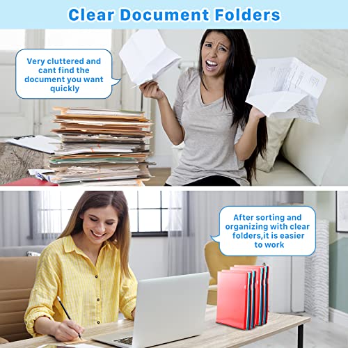 45Pcs Clear Document Folders,Clear Colored Plastic Folders,10 Colors Plastic Project Pockets,A4 Letter Size Transparent File Folders,L-Type Plastic Sleeves For School Office Supplies,12.2" X 8.7" #TOP4