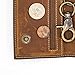 Long Trifold Leather Wallet for Men, Checkbook Cover, RFID Blocking chain wallet Card Slots, Zipper Coin Pocket - Biker Stainless Chain Design in the U.S.A (J212C, Vintage Brown)