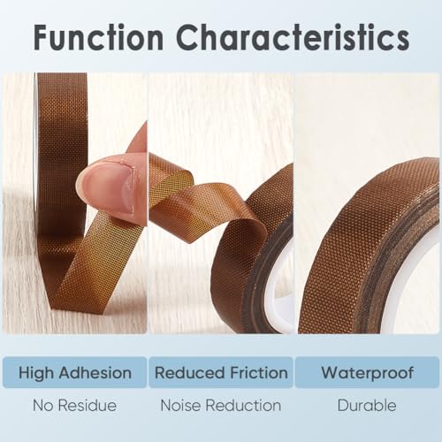 Image of CRASPIRE 2 Rolls Low Friction Tape Drawer Tape Brown 32.8ft x 0.4 inch Fibre High Temperature Waterproof Wearproof Adhesive Surface Protection Repair Duct Tapes for Seal Machine Wood Cabinet Furniture