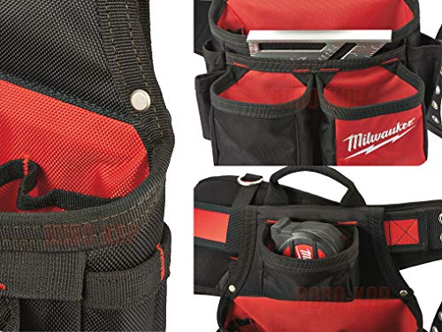 Milwaukee 48 22 8120 24 Taschen Bauunternehmer Arbeit Gürtel mit Federung Rig – Rot/Schwarz, 11.43 x 29.26 x 59.97 cm