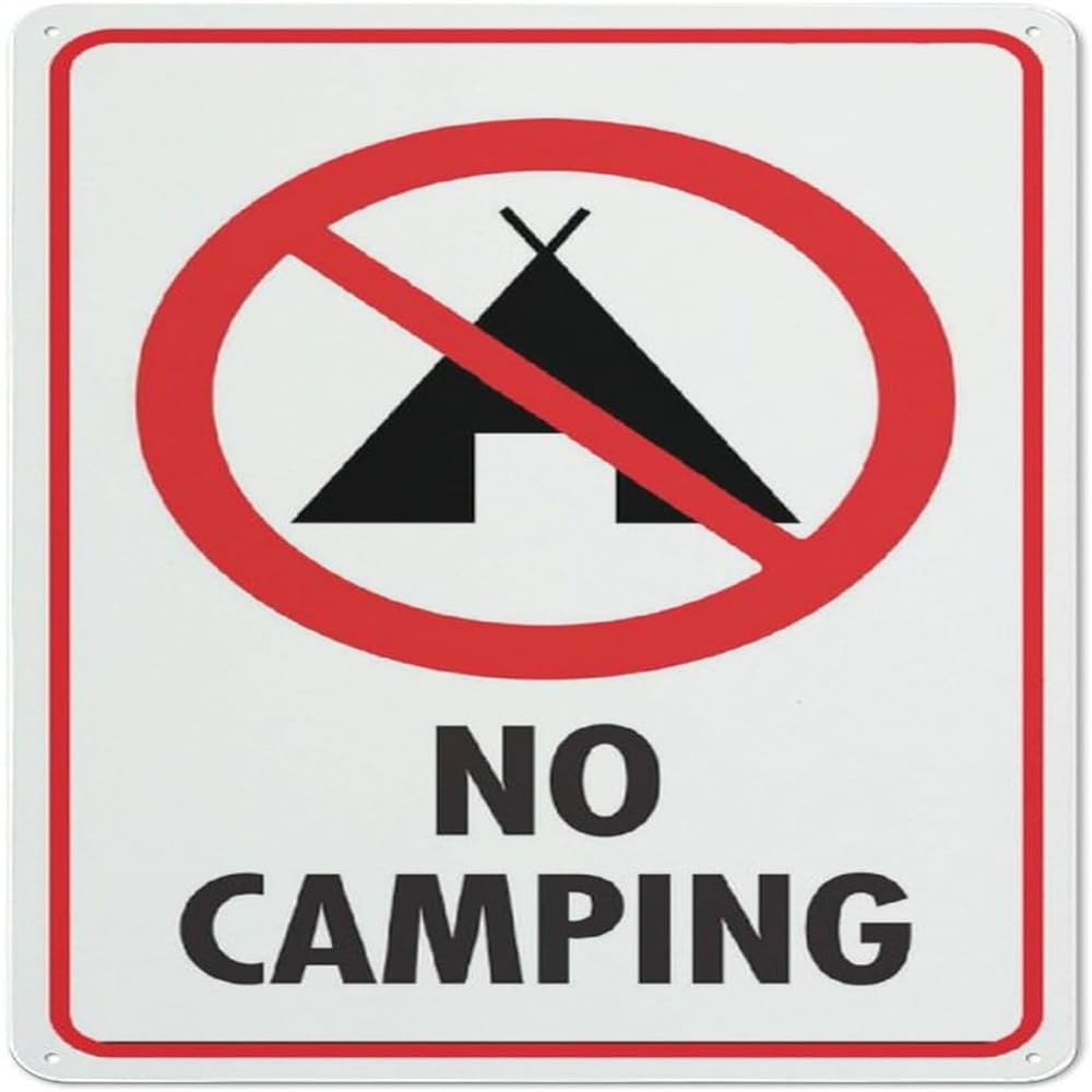 No Camping Sign Outdoor Signs Aluminum 12X12 Inch Uv Ink Printed For House And Business,Farm,Yard,Indoor