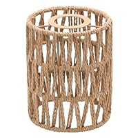 Giutna 1-Pack Boho Rattan Lamp Shades, 5.9H x 4.7D Woven Small Lamp Shade Replacement, 3-Tier 1.62in Fitter Farmhouse Pendant Light Lamp Shade Cover for Chandelier,Floor Lamp,Wall Lamp(Brown)