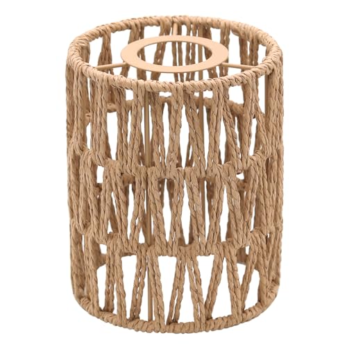 Giutna 1-Pack Boho Rattan Lamp Shades, 5.9" H x 4.7" D Woven Small Shade Replacement, 3-Tier 1.62in Fitter Farmhouse Pendant Light Cover for Chandelier Floor Wall Lamp(Brown)
