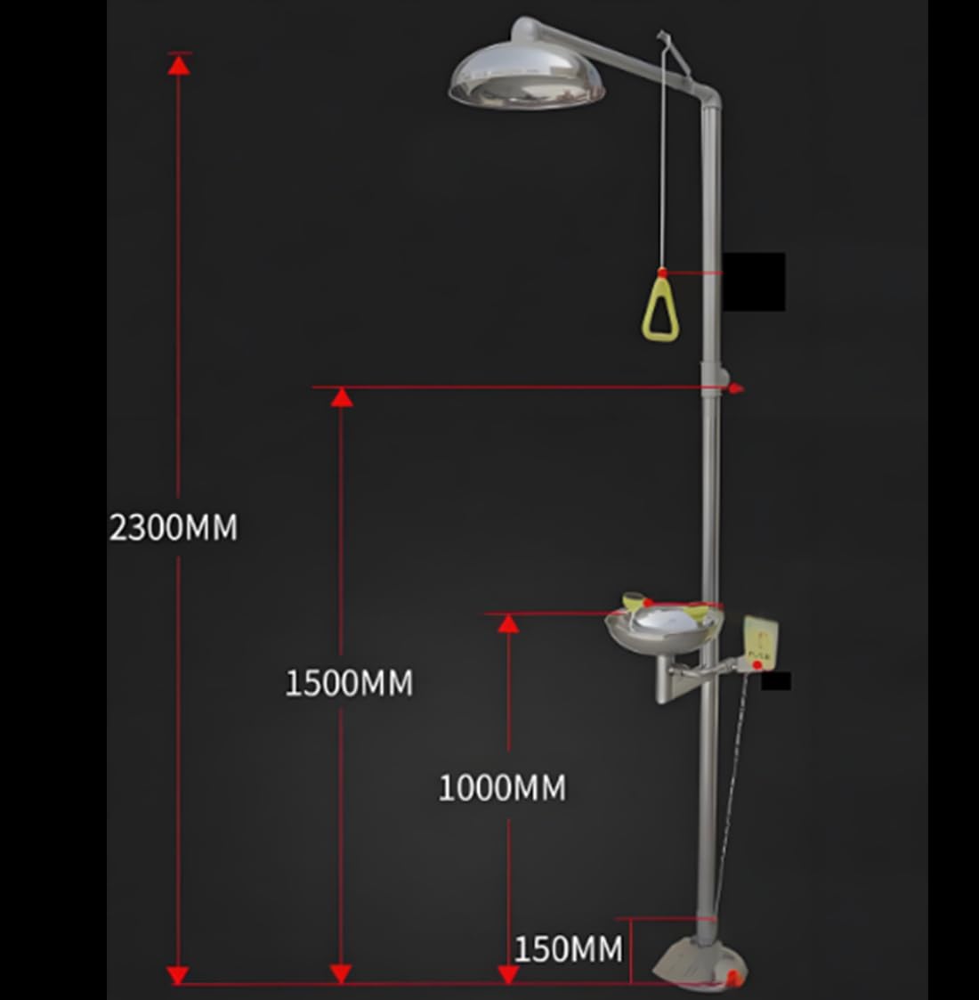 Estación lavaojos de Emergencia, Ducha lavaojos combinada de Acero Inoxidable, caudal de 120-180 l/min, Incluye señal de lavaojos, Ideal para Uso Industrial y de Laboratorio.