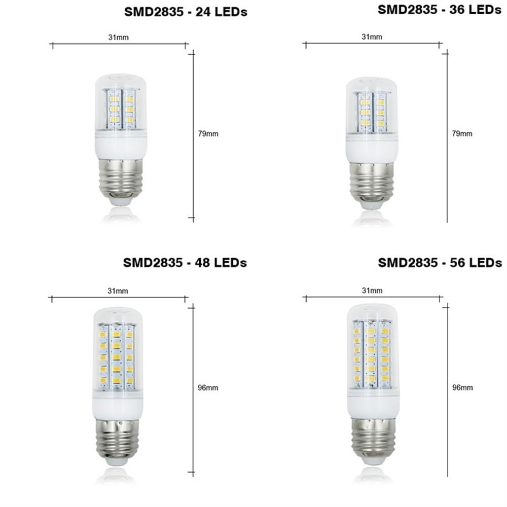 fengyan Casa Bombillas, Paquete de 10, Bombilla LED de maíz E27 AC220V 24/38/48/56/69/72/96-5730SMD Bombilla de Foco LED lámpara de araña for el hogar Familiar Lámpara(Warm White,96 Leds)