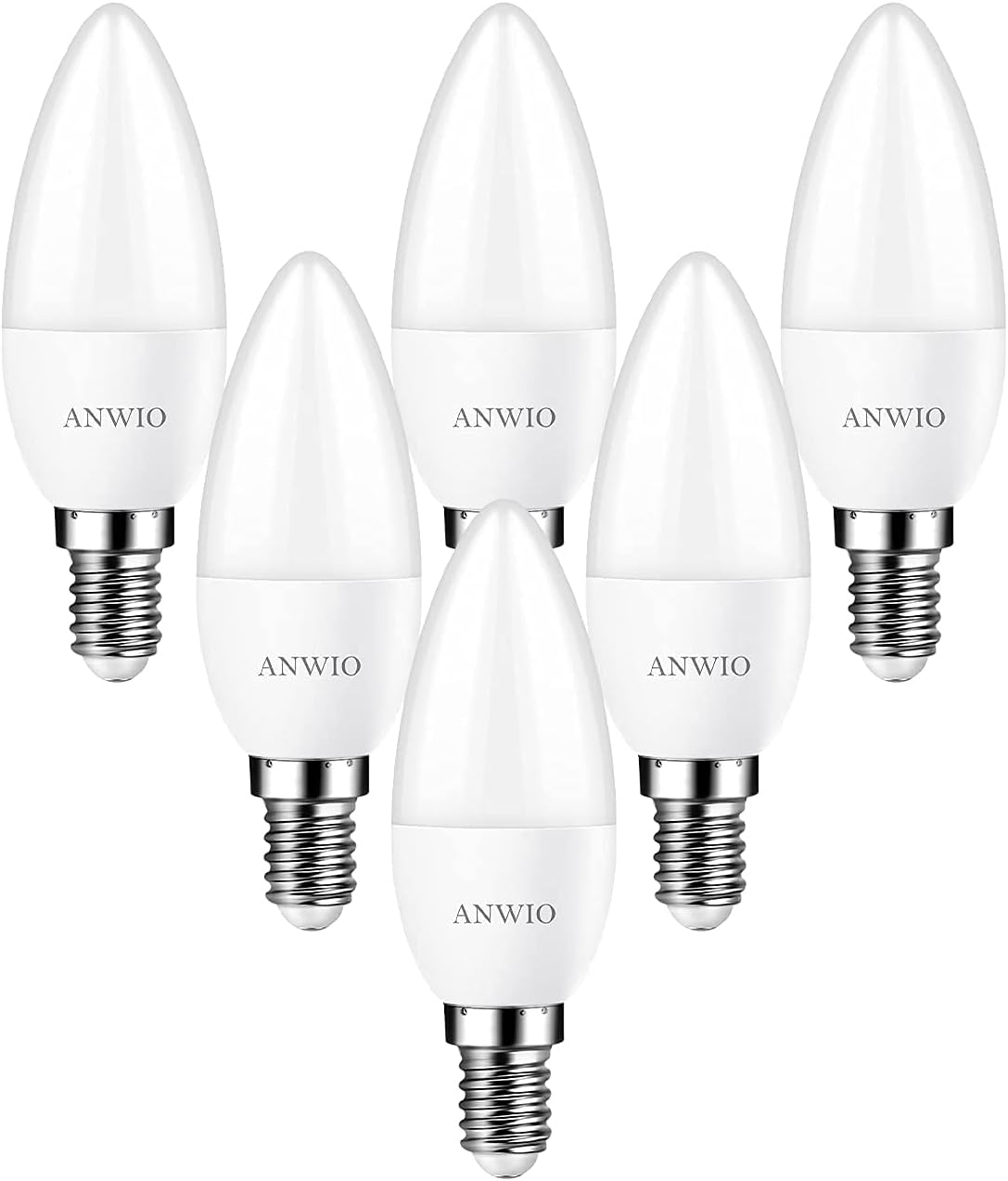 ANWIO Daylight E14 LED Candle Bulb 40W Equivalent, 4.5W 470Lm C37 SES