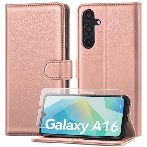 ivencase Coque pour Samsung Galaxy A16 avec Verre Trempé, étui Cuir PU Magnétique [ Pochette de...