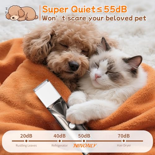 4 in 1 Hundeschermaschine Set Ninonly Leise Wiederaufladbar Schermaschine Hund Katze mit 4 Multifunktions Schneidköpfen für Körper, Pfoten, Augen, Ohren Pfotentrimmer für Hunde Gunmetal