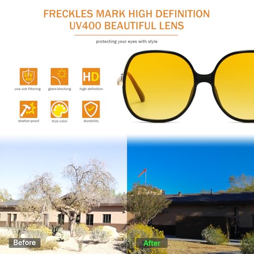Image of Freckles Mark 70s Super Oversize Square Sunglasses for Women Vintage Rectangular Plastic Frame