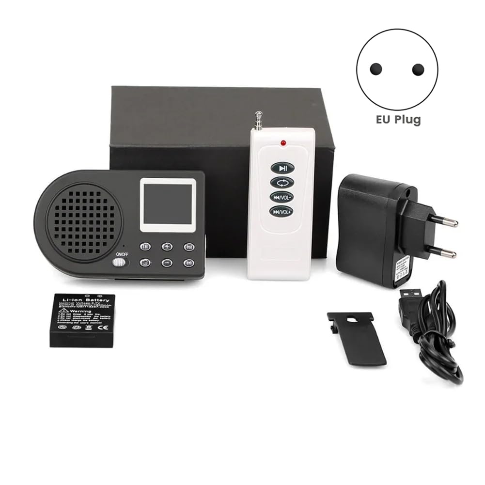 Llamador de Pájaros con Altavoz para Exteriores, Reproductor MP3 Digital, Sonido de de Granja, Control Remoto, Enchufe UE.