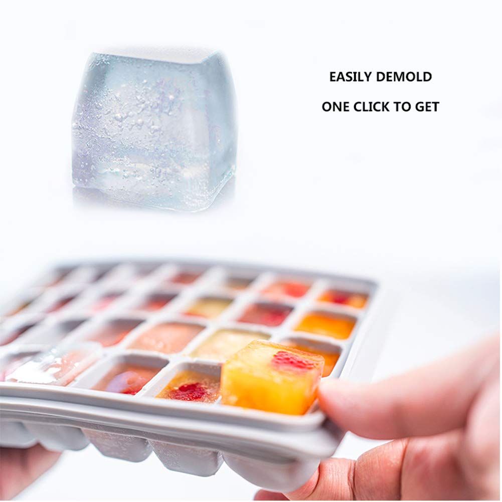 LJJ Vassoio per Cubetti di Ghiaccio con Coperchio Facile Rilascio Vassoio per Cubetti di Ghiaccio Ideali per Alcolici, Whisky, Cocktail, Drink
