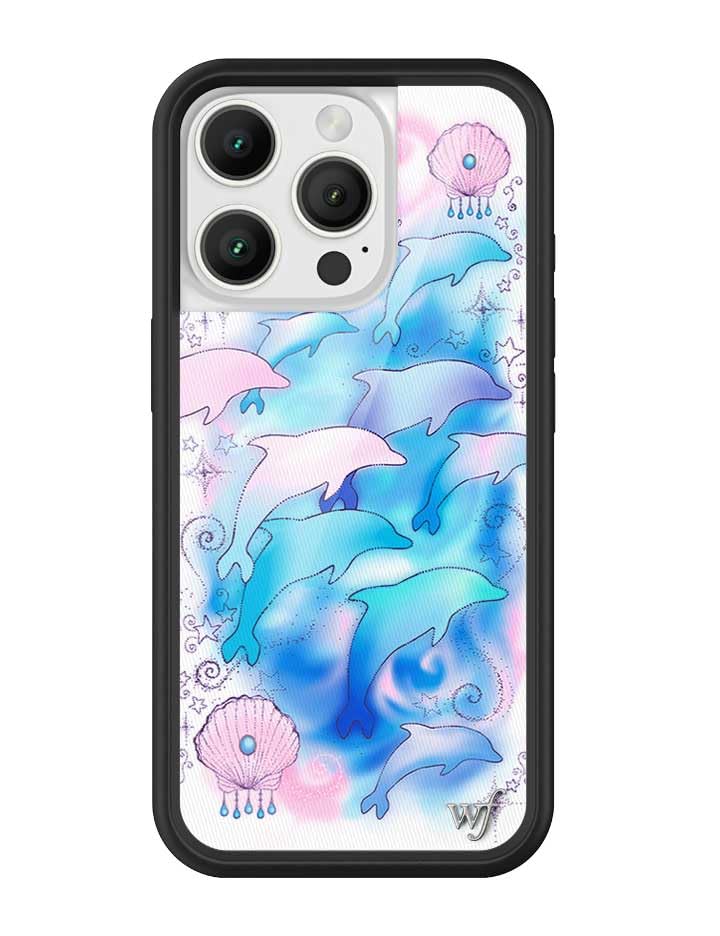 Image of Wildflower Cases - iPhone 16 Pro Compatible - Dolphin Dreams | Impact-Certified 6.5 ft Drop Protection Case, Raised Protective Bumper, Cute Aesthetic Design, Women-Owned Small Business