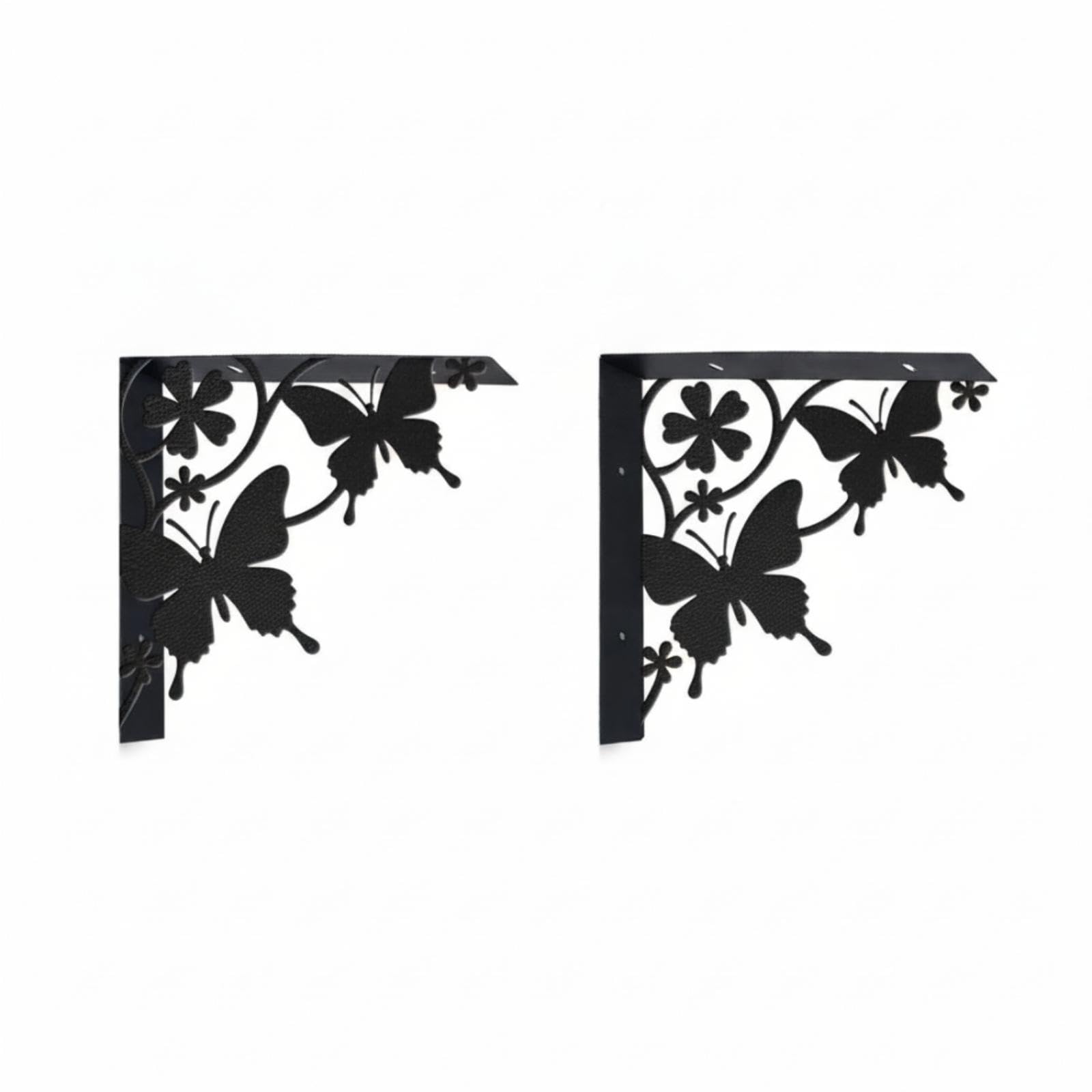 Shelf Bracket Decorative L Bracket Black Coated Angle Brackets for Home Improvers, Homeowners, Living Room, Kitchen, Studio Butterfly-image-6